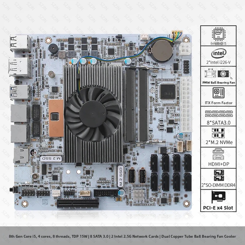 I5-8265U ES NAS Motherboard 8  - đánh giá và giá Nas Motherboard 8 Sata Mini Itx
